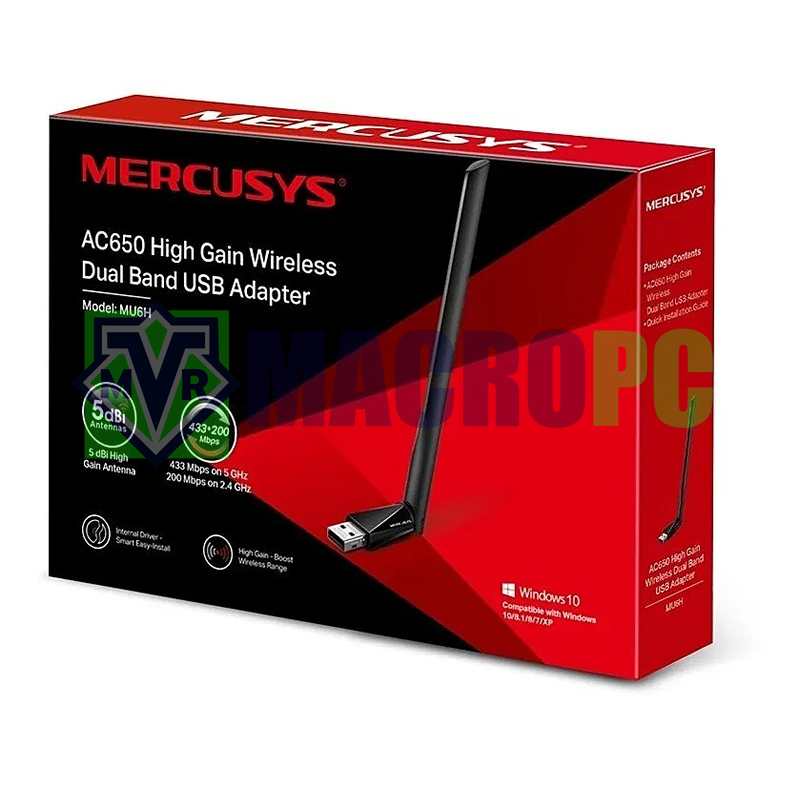 usb wifi ac650 mercusys mu6h