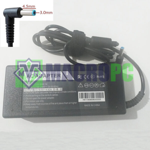 cargador hp 90w 19.5v 4.62a punta azul