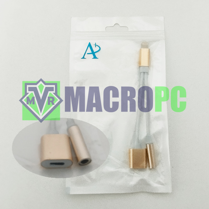 adaptador iphone a plug 3.5mm con carga dorado